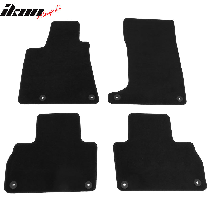 IKON MOTORSPORTS, Nylon Car Floor Mats Compatible with 2017-2023 Maserati Levante, Black Driver Passenger Car Carpets, Front Rear 4PCS Full Set