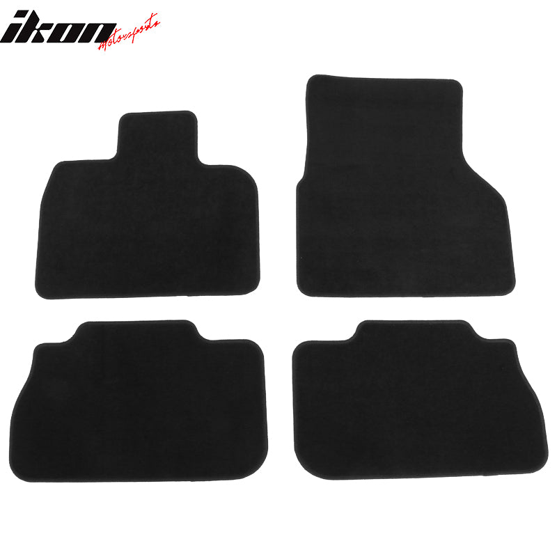 IKON MOTORSPORTS, Nylon Car Floor Mats Compatible with 2022-2024 BMW I20 iX, Black Driver Passenger Car Carpets, Front Rear 4PCS Full Set