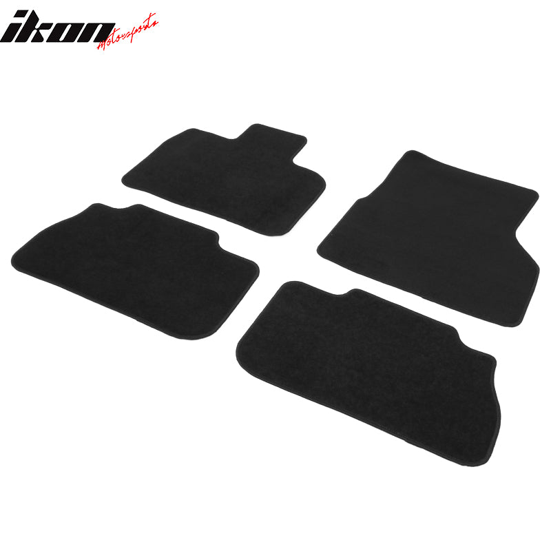 Fits 22-24 BMW I20 iX 4PC Front Rear Floor Mats Full Coverage Carpet Nylon Black