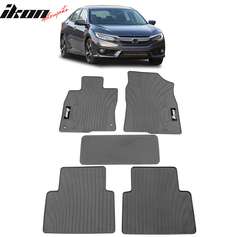 Fits 16-21 Honda Civic Latex Car Floor Mats Liner All Weather Carpets 5PC