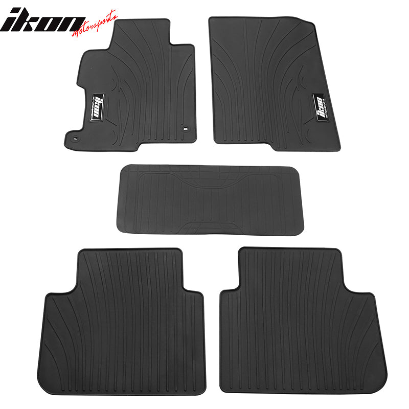 IKON MOTORSPORTS, Floor Mats Compatible With 2013-2017 Honda Accord Sedan 4-Door, Latex Heavy Duty All Weather Season Car Auto Front Rear Carpets Liner 5PC Black, 2014 2015 2016