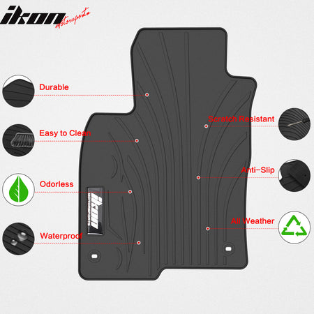 Fits 22-24 Honda Civic/Acura Integra Latex Floor Mats All Weather Black Carpets