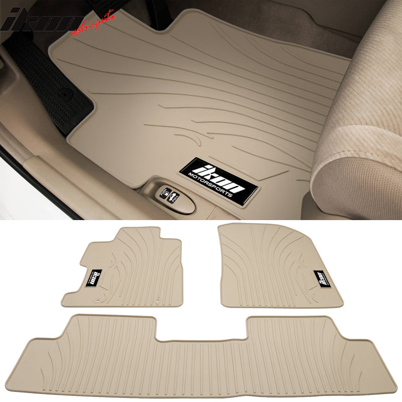 IKON MOTORSPORTS, Floor Mats Compatible With 2006-2011 Honda Civic Coupe & Sedan, Latex Rubber Custom Fit All Weather Easy Clean Interior Car Carpets Full Set 3 Pieces