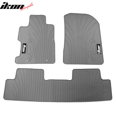 IKON MOTORSPORTS, Floor Mats Compatible With 2006-2011 Honda Civic Coupe & Sedan, Latex Rubber Custom Fit All Weather Easy Clean Interior Car Carpets Full Set 3 Pieces