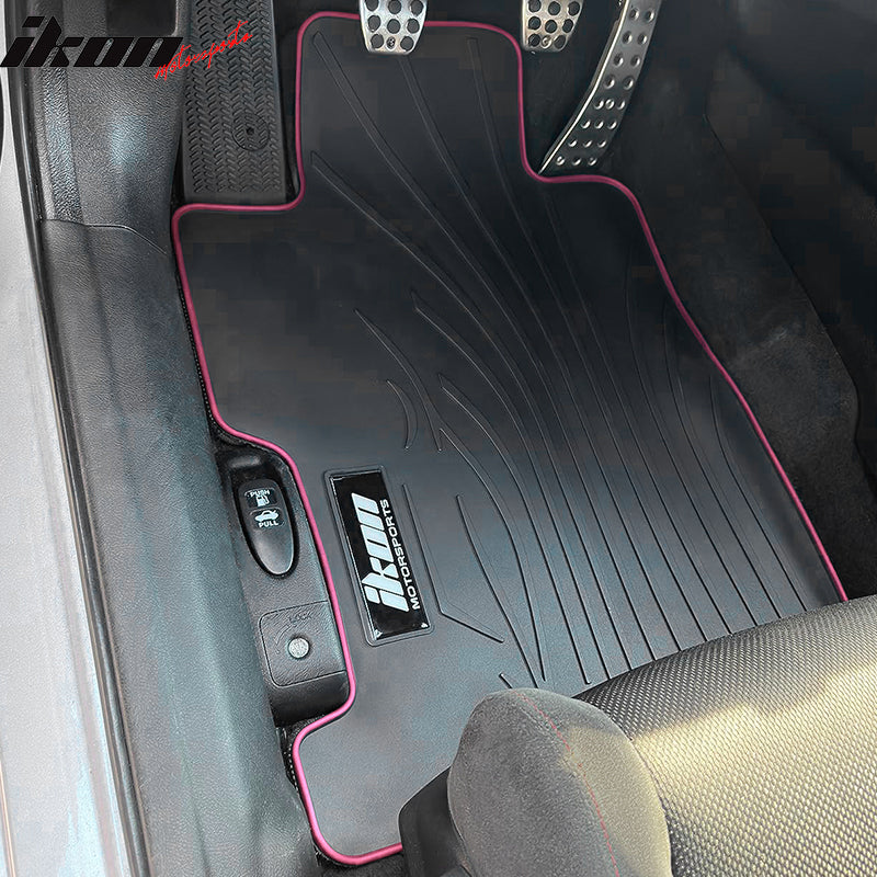 IKON MOTORSPORTS, Floor Mats Compatible With 2006-2011 Honda Civic Coupe & Sedan, Latex Rubber Custom Fit All Weather Easy Clean Interior Car Carpets Full Set 3 Pieces