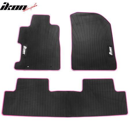 IKON MOTORSPORTS, Floor Mats Compatible With 2006-2011 Honda Civic Coupe & Sedan, Latex Rubber Custom Fit All Weather Easy Clean Interior Car Carpets Full Set 3 Pieces