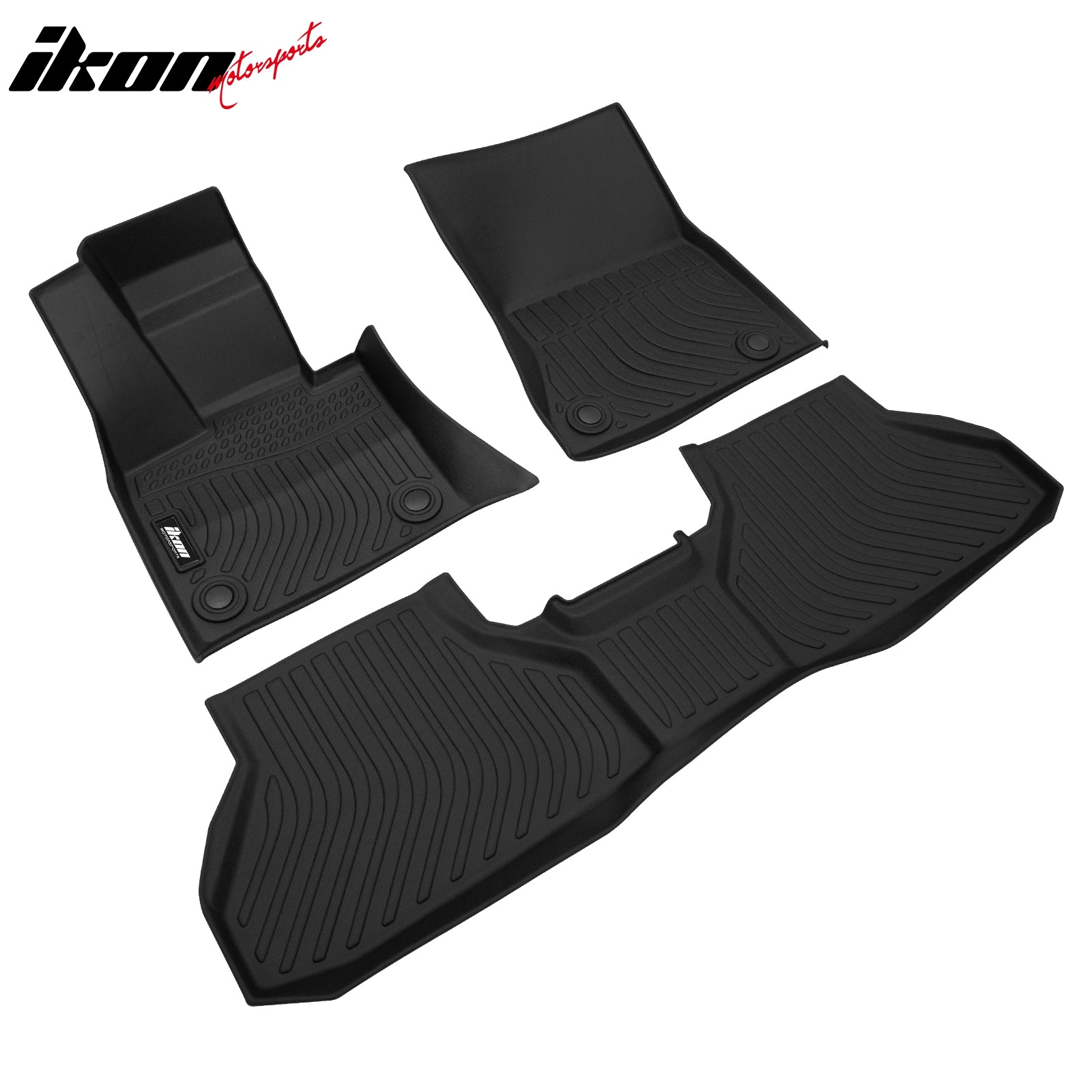 IKON MOTORSPORTS 3D TPE Floor Mats, Compatible with 2014-2016 BMW X5 F15 & 2015-2016 BMW X6 F16, All Weather Waterproof Anti-Slip Floor Liners, Front & 2nd Row Set Car Interior Accessories, Black