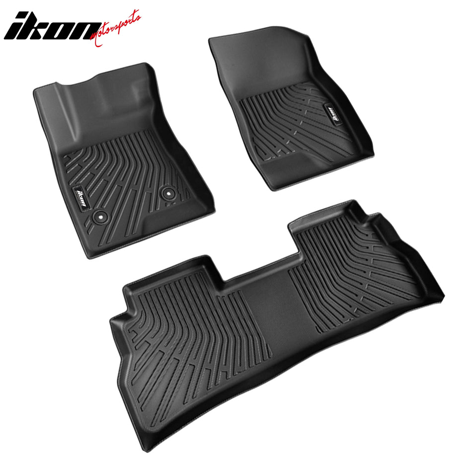 IKON MOTORSPORTS 3D Molded TPE Floor Mats, Compatible with 2024-2025 Chevrolet Trax & Buick Envista, Black All Weather Waterproof Anti-Slip Floor Liners, Front 2nd Row Interior Accessories 3PCS