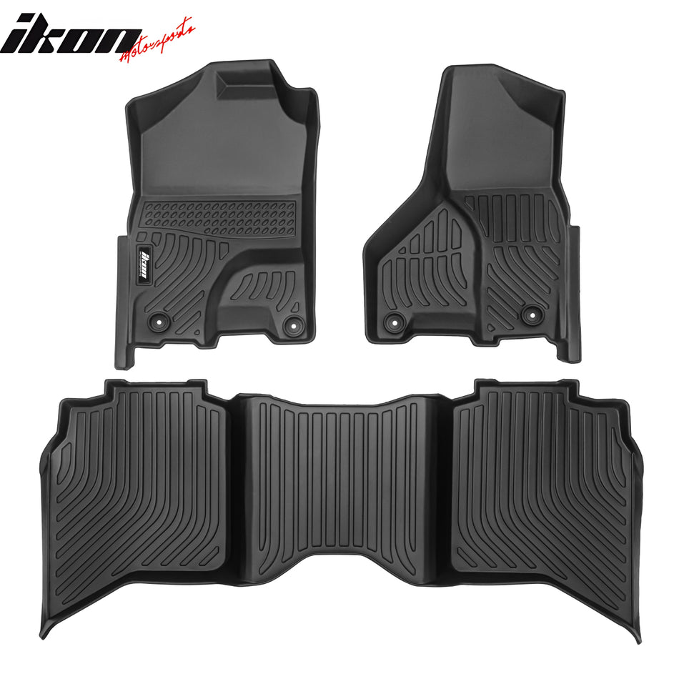 2009-2024 Ram 1500/2500/3500 Crew Cab 3D Floor Mats Carpets Liner TPE