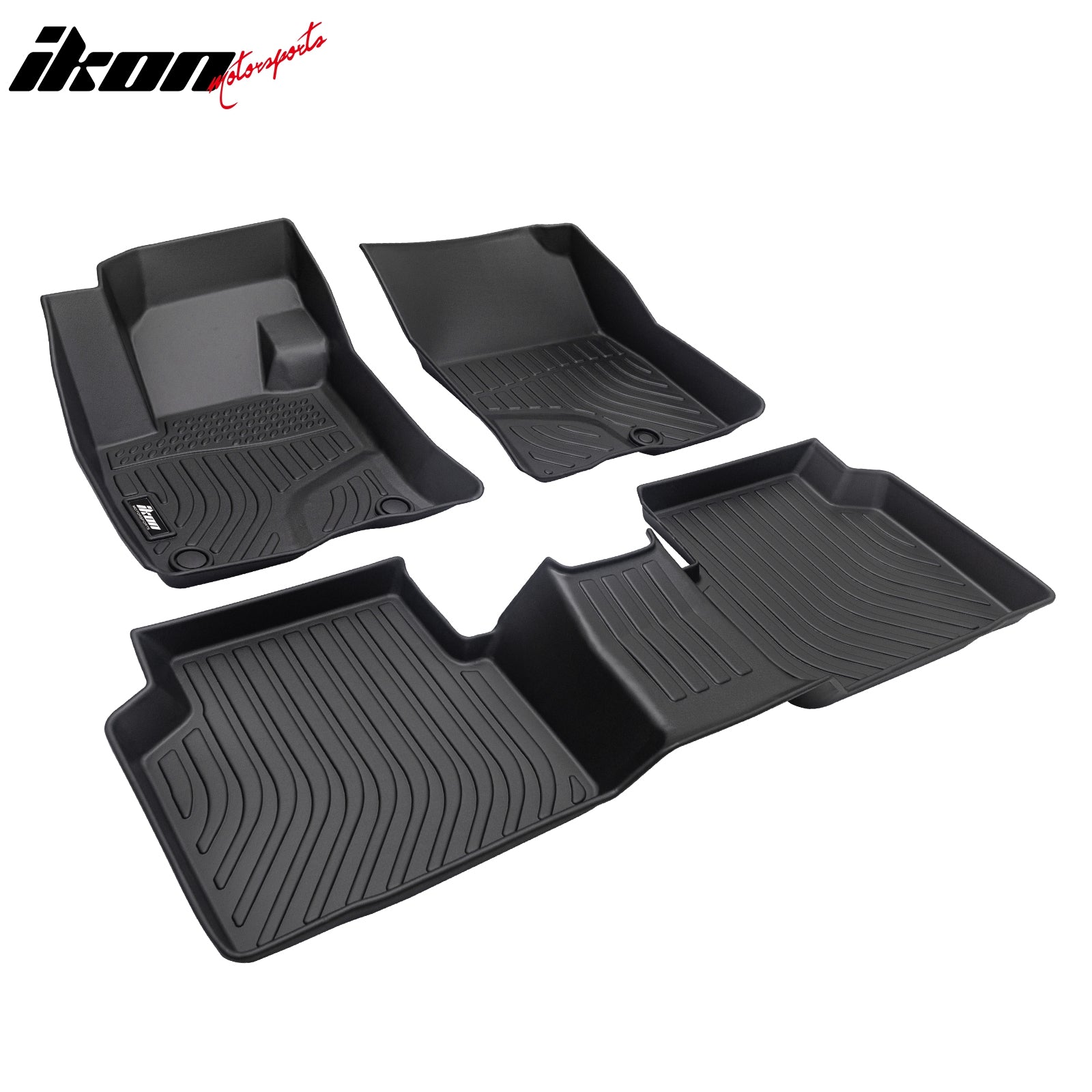 IKON MOTORSPORTS 3D TPE Floor Mats + Trunk Mat, Compatible with 2020-2024 Ford Escape Non-Hybrid, Black All Weather Waterproof Anti-Slip Floor Liners Full Set Car Accessories Rear Trunk Tray Cargo Mat