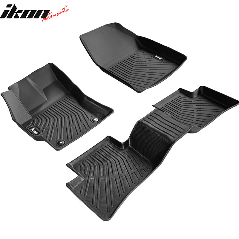 IKON MOTORSPORTS 3D Molded TPE Floor Mats, Compatible with 2022-2024 Toyota Corolla Cross AWD Only, Black All Weather Waterproof Anti-Slip Floor Liners, Front 2nd Row Interior Accessories 3PCS