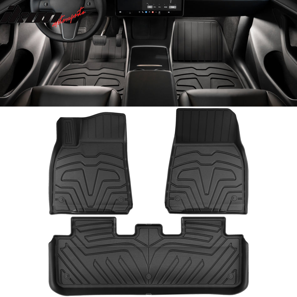 2020-2024 Tesla Model Y Floor Mats 3D TPE All Weather 3PC Set Carpets