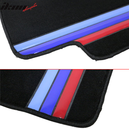 92-98 E36 3-Series 4D Front Rear Floor Mat M Color Stripe FOR: (BMW)