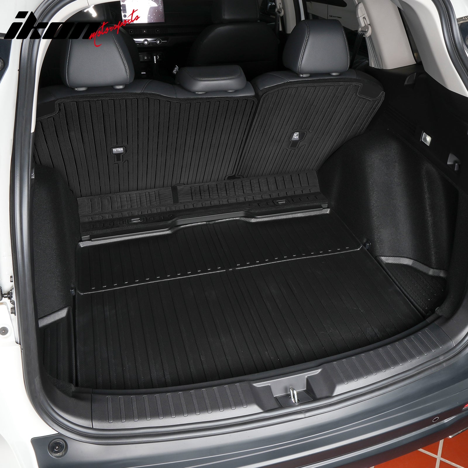 IKON MOTORSPORTS, Rear Seat Protector Backrest Cover Compatible With 2023-2025 Honda CR-V, Black TPE Waterproof Seat Back Liners Mat Pad Interior Accessories 3 Pieces