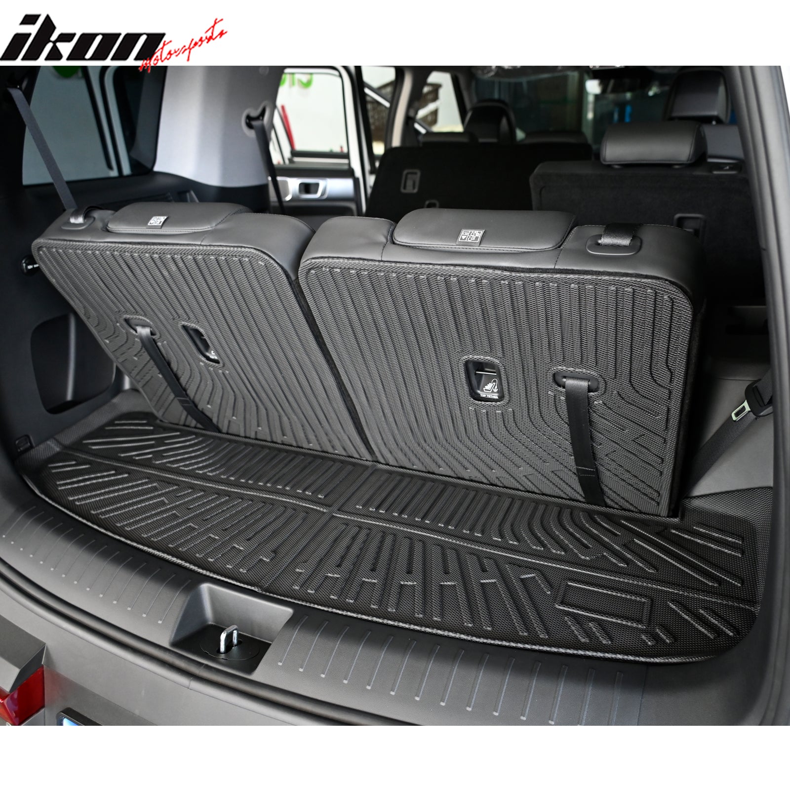 Fits 24-25 Hyundai Santa Fe 6/7 Seats Rear Trunk Mat Liner W/ Backrest Cover TPE