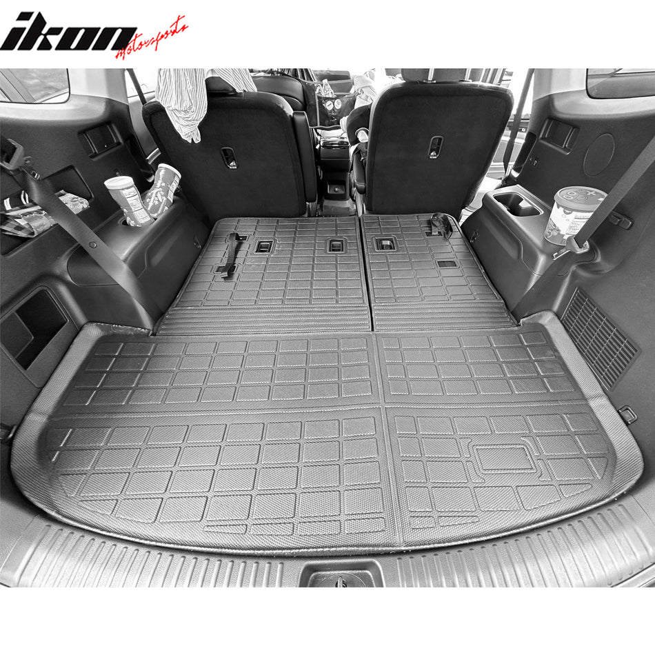 IKON MOTORSPORTS TPE Cargo Trunk Liner with Backrest Mat, Compatible with 2020-2024 Kia Telluride, Custom Fit All Weather Protection Heavy Duty Rear Trunk Tray Cargo Mats Protector, Black