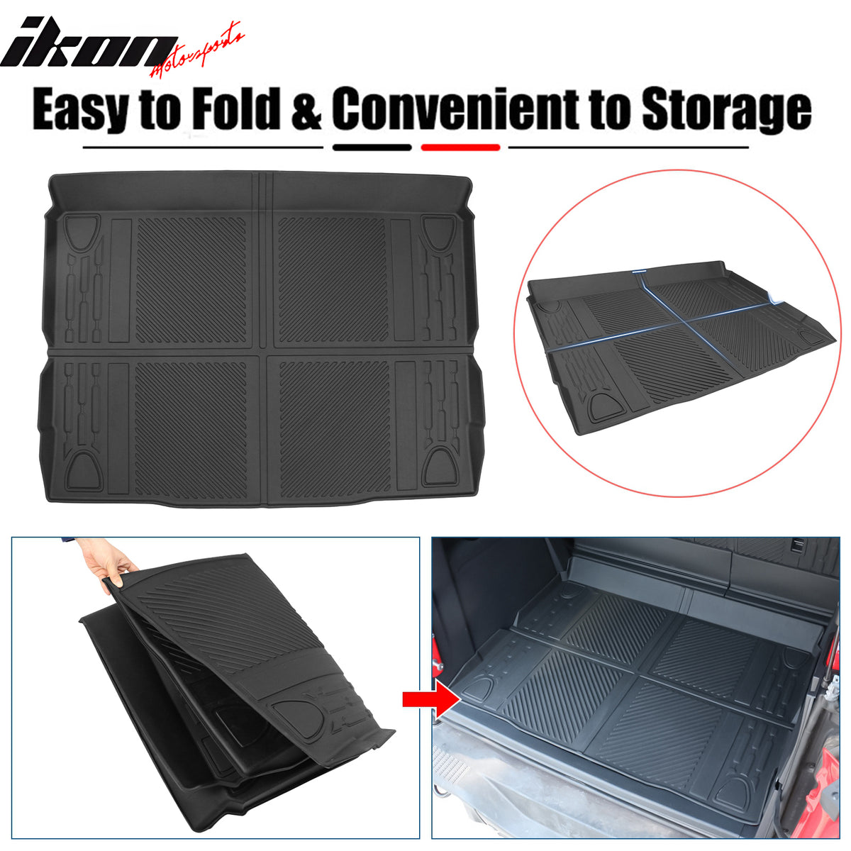 For 21-23 Ford Bronco 4Dr All Weather Rear Trunk Mat Cargo Floor Liner Black TPE