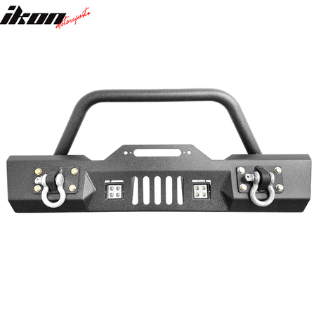 Fits 07-17 Jeep Wrangler Front Bumper Guard Bull Bar With LED Light & D Rings