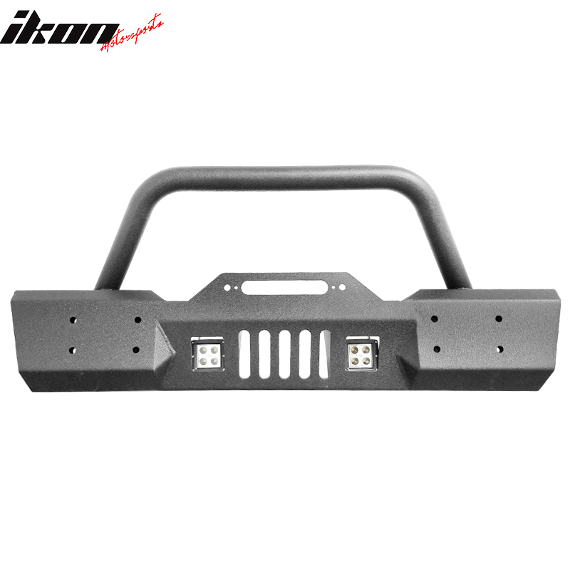 Fits 07-17 Jeep Wrangler Front Bumper Guard Bull Bar With LED Light & D Rings