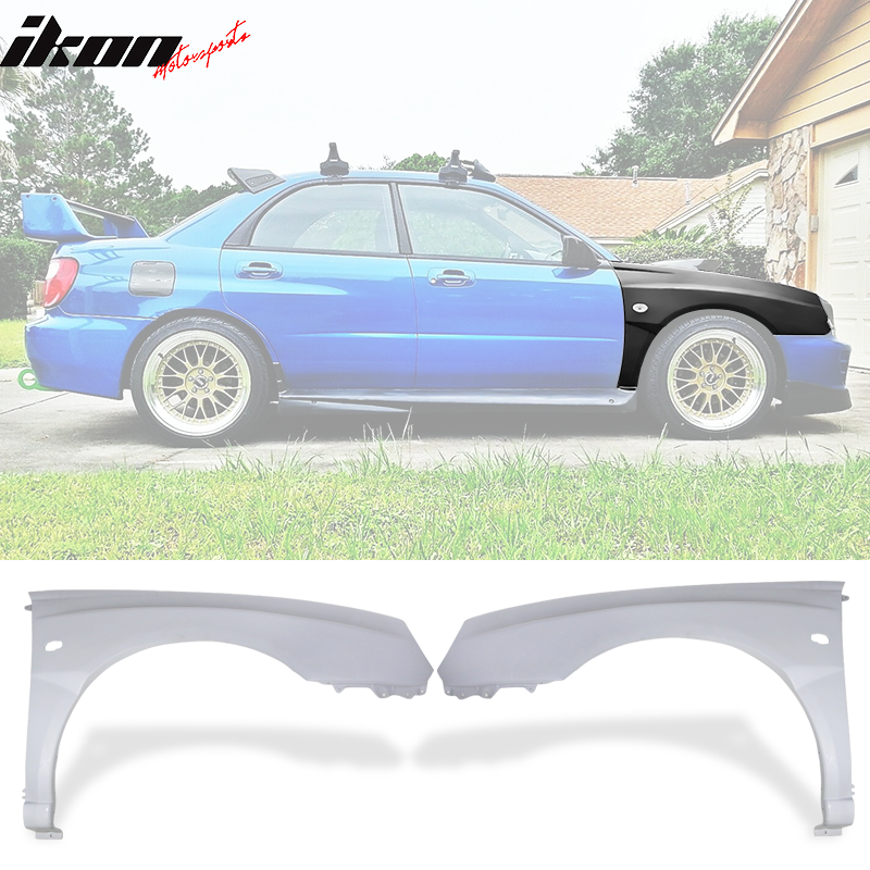 2002-2003 Subaru Impreza WRX STi Unpainted Front Wide Fender Kits FRP