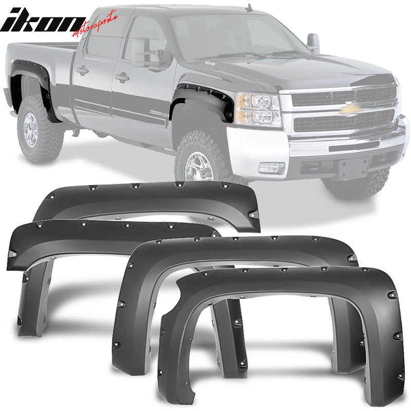 2007-2013 Chevy Silverado 1500 69.3" Short Bed Black Fender Flares PP