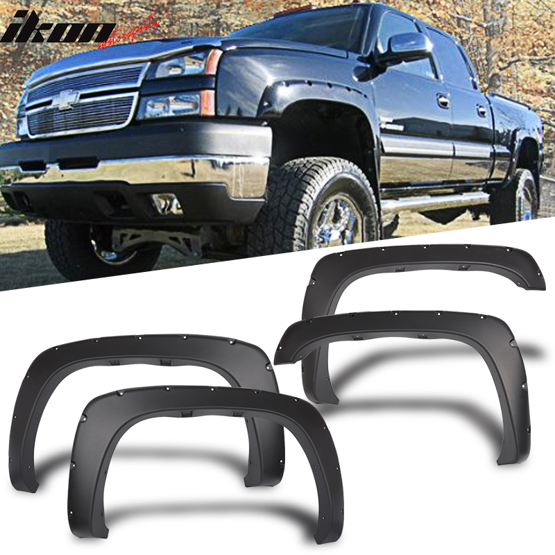 1999-2007 Chevy Silverado GMC Sierra Pocket Rivet Black Fender Flares