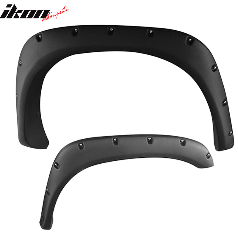 Fender Flares Compatible With 2002-2008 Dodge Ram 1500 2500 3500, Pocket Rivet Style Matte Black Finish PP Front Right Left Wheel Cover Protector Vent Trim by IKON MOTORSPORTS