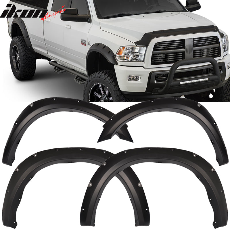 2010-2018 Dodge Ram 2500 3500 Pocket Rivet Black Fender Flares PP 4PC