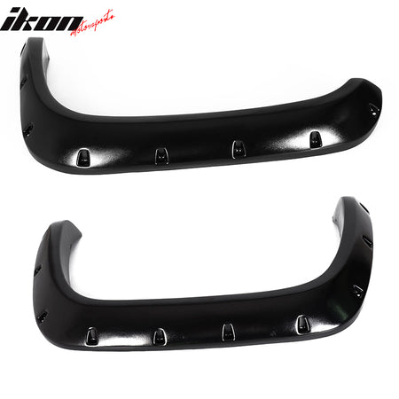 Fender Flares Compatible With 1994-2002 Dodge Ram, Pocket Rivet Style Black ABS Plastic Textured Front Rear Right Left Wheel Cover Protector Vent Trim by IKON MOTORSPORTS , 1995 1996 1997 1998 1999