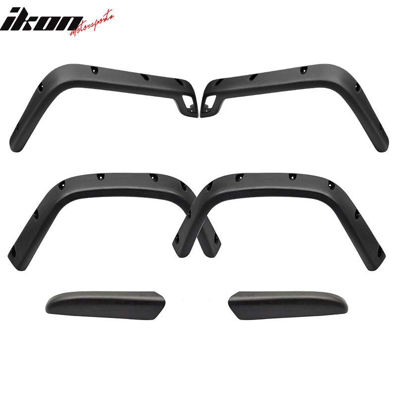 Fender Flares Compatible With 1997-2006 Jeep Wrangler TJ Sport Utility, Black ABS Pocket Rivet Style Wide by IKON MOTORSPORTS