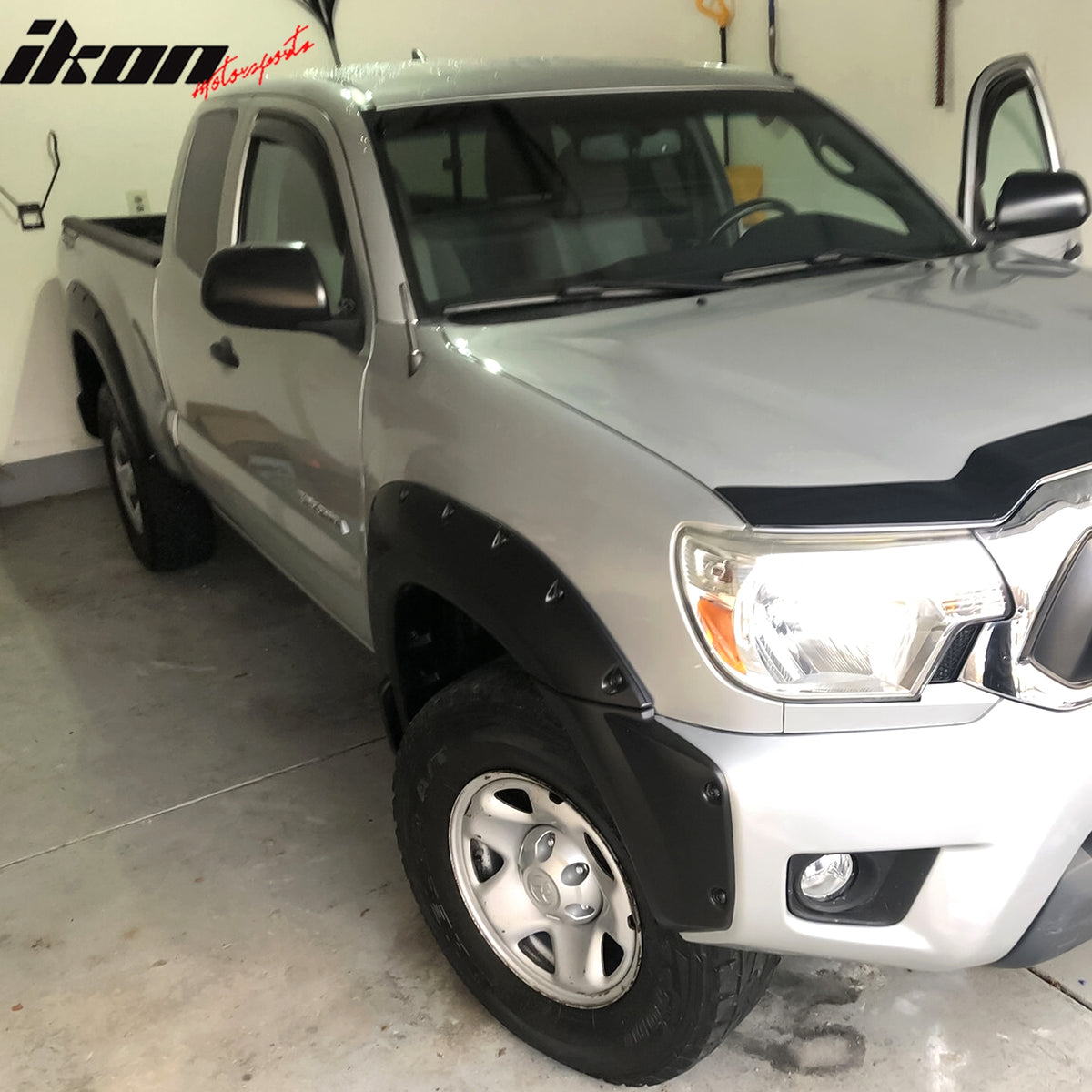 Fender Flares Compatible With 2012-2015 Toyota Tacoma Base & Pre Runner, Fleetside 73.5" Bed, Pocket Rivet Style PP Bolt On Fender Flares Left Hand Right Hand By IKON MOTORSPORTS,  2013 2014