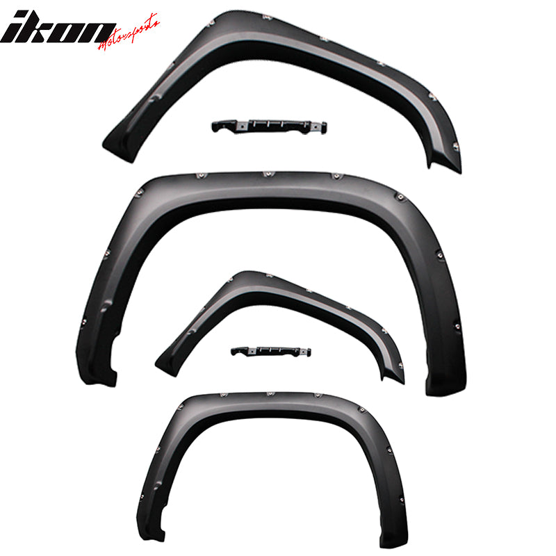 Fits 14-20 Toyota Tundra Pocket Rivet Fender Flares Set 4PCS Smooth Black