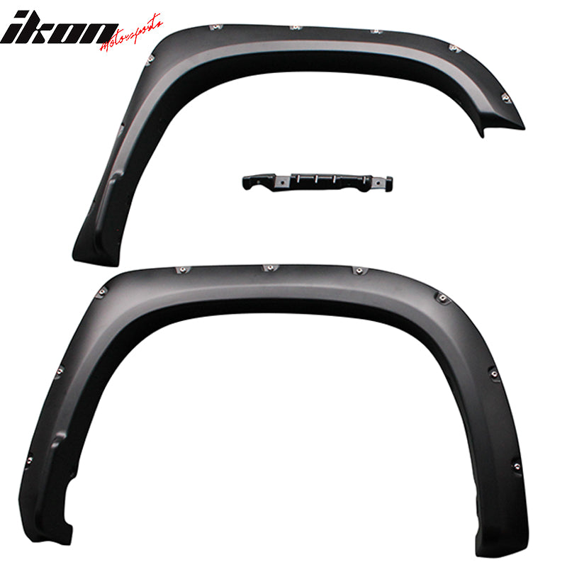 Fits 14-20 Toyota Tundra Pocket Rivet Fender Flares Set 4PCS Smooth Black