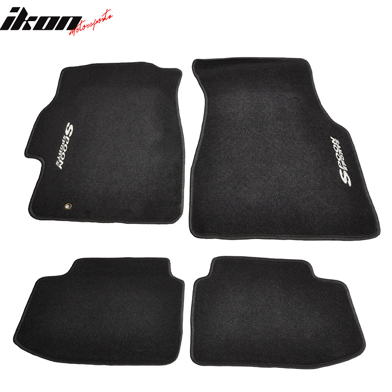 Car Floor Mat for 1996-2000 Honda Civic Black Nylon Spoon Carpets 4PCS