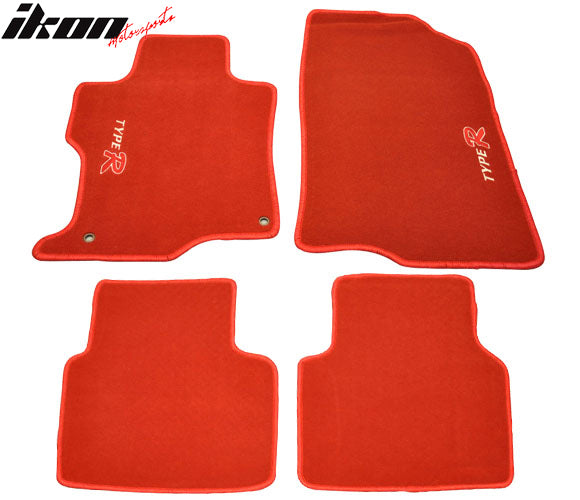 Car Floor Mat for 2008-2012 Honda Accord Red Nylon Type R Carpets 4PCS