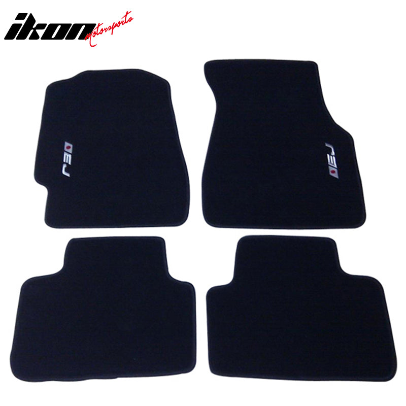 Fit 92-95 Honda Civic Black Floor Mats Non Skid Nylon Carpet Set Kit Stitched EJ