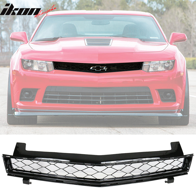 Front Bumper & Lip Compatible With 2014-2015 Chevrolet Camaro, Black Polypropylene PP & PU SS Z28 Valance Fascia Cover Guard Protection Conversion by IKON MOTORSPORTS ,