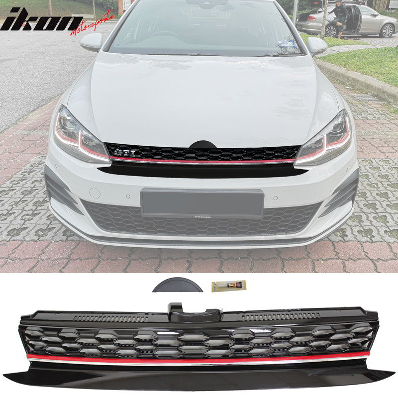 Fits 17-19 VW Golf MK7 7.5 GTI Style Front Bumper Cover Kit w/ Fog Lights Grille