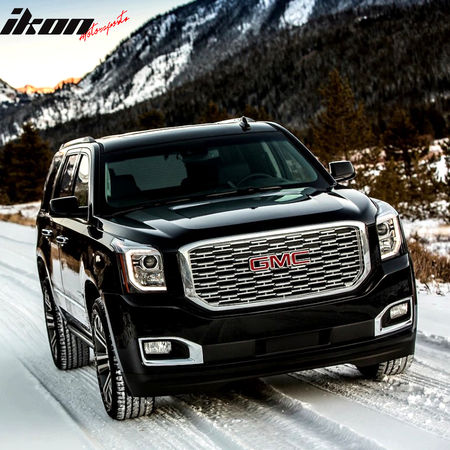 Grille Compatible With 2015-2019 GMC Yukon XL, Denali Style Front Grille Grill Guard Replacement ABS Chrome by IKON MOTORSPORTS