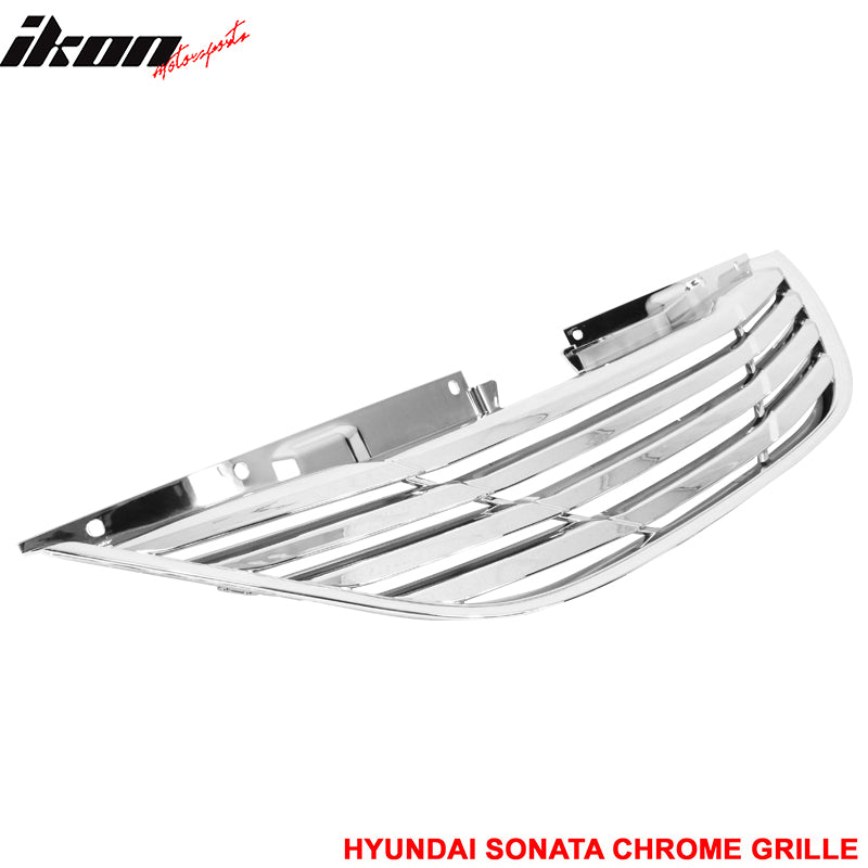 Fits 11-14 Hyundai Sonata Horizontal Style Front Upper Mesh Grille Chrome ABS