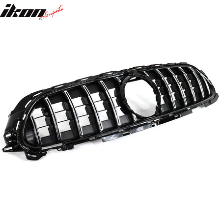 Fits 21-23 Benz W213 E Class AMG GT Chrome Gloss Black Front Bumper Hood Grille