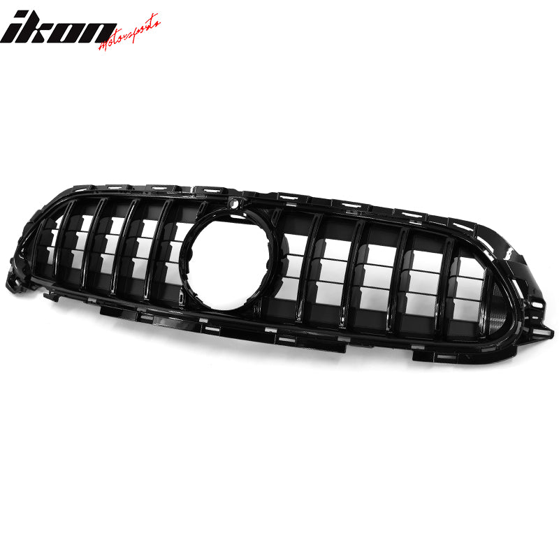 IKON MOTORSPORTS, Front Grille Compatible With 2021-2023 Mercedes Benz W213 E-Class Sedan 4-Door AMG & Avantgrade Model, GT Style Gloss Black Front Bumper Hood Grill, 2022