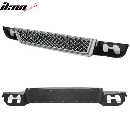 IKON MOTORSPORTS Grille Compatible With 2007-2014 GMC YUKON SLE SLT& YUKON DENALI & YUKON XL 1500 DENALI, ABS Chrome Front Bumper Hood Grill