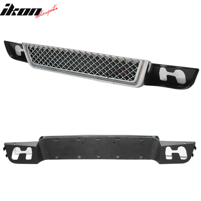 IKON MOTORSPORTS Grille Compatible With 2007-2014 GMC YUKON SLE SLT& YUKON DENALI & YUKON XL 1500 DENALI, ABS Chrome Front Bumper Hood Grill