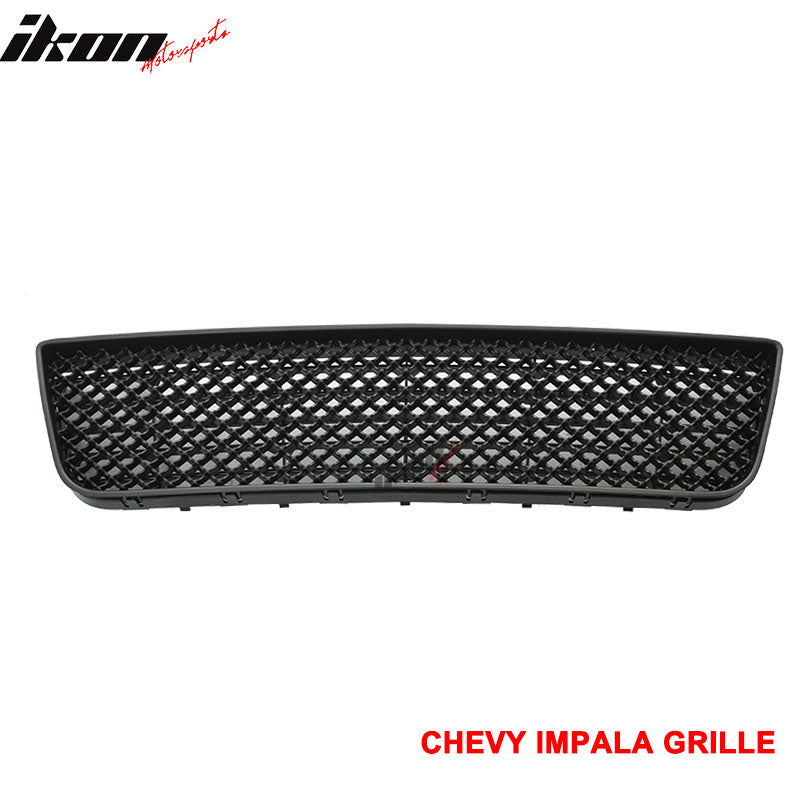 Compatible With 2006-2011 Chevy Impala Black Honeycomb Lower Hood Mesh Grille ABS LT LS LTZ