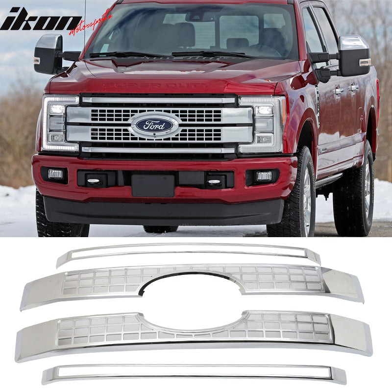 2017-2019 Ford F250 F350 F450 F550 Platinum Chrome Car Grille 4PC