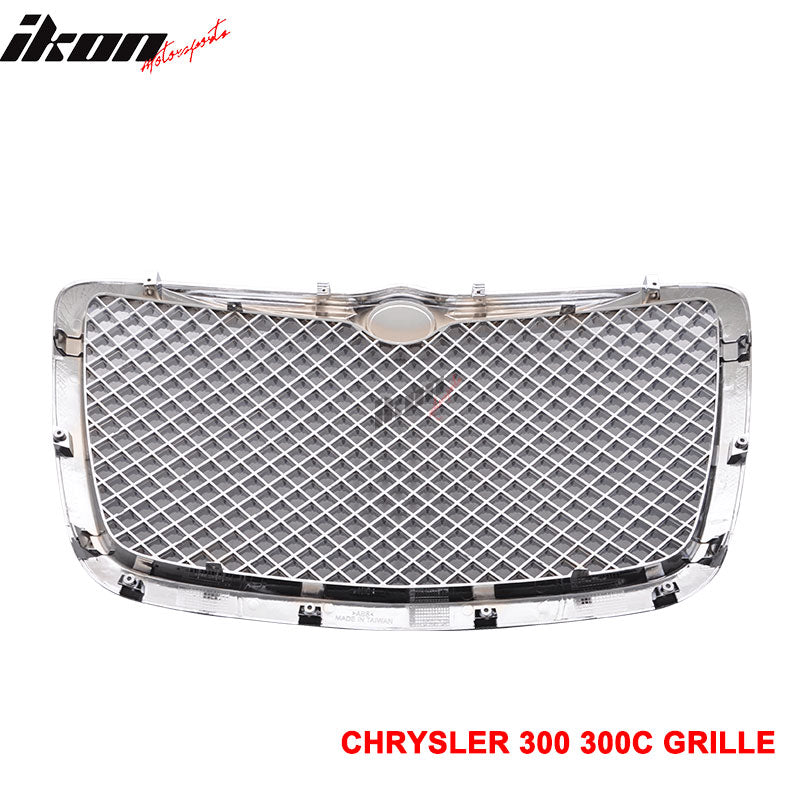 Fits 05-10 Chrysler 300 300-C Chrome ABS Front Bumper Mesh Grille + "S" Logo