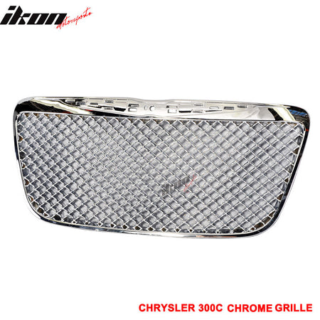 Fits 11-14 Chrysler 300 300C B Style Mesh Front Bumper Grille Guard Chrome ABS