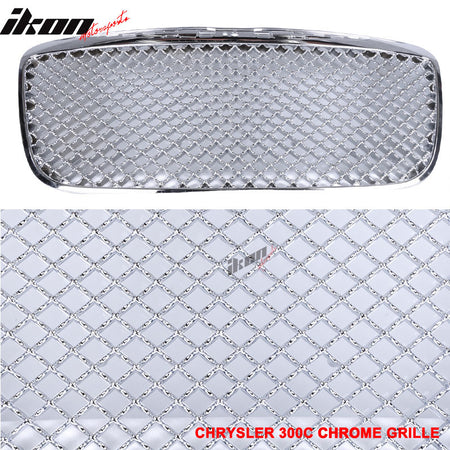 Fits 11-14 Chrysler 300 300C B Style Mesh Front Bumper Grille Guard Chrome ABS