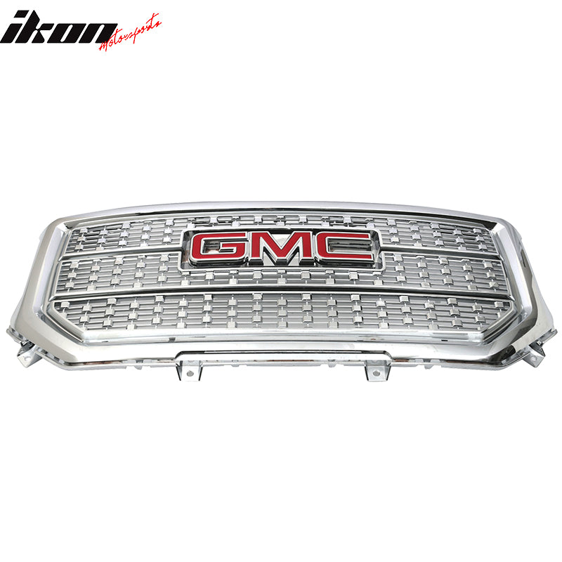 Fits 16-17 Sierra Denali Style Chrome Grille & Genuine GMC Emblem Badge 23122159